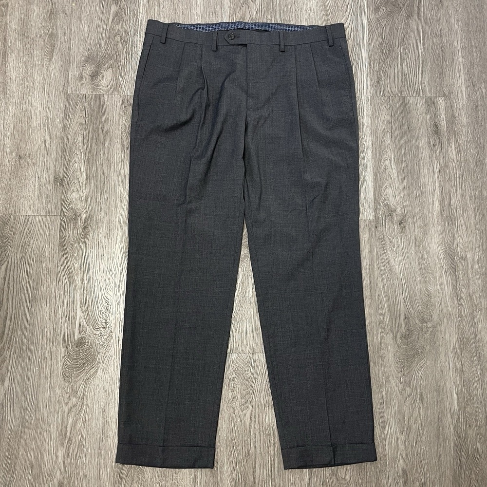 Lauren Ralph Lauren Pants Mens 37x30 Gray High Performance Wool Pleated Slacks